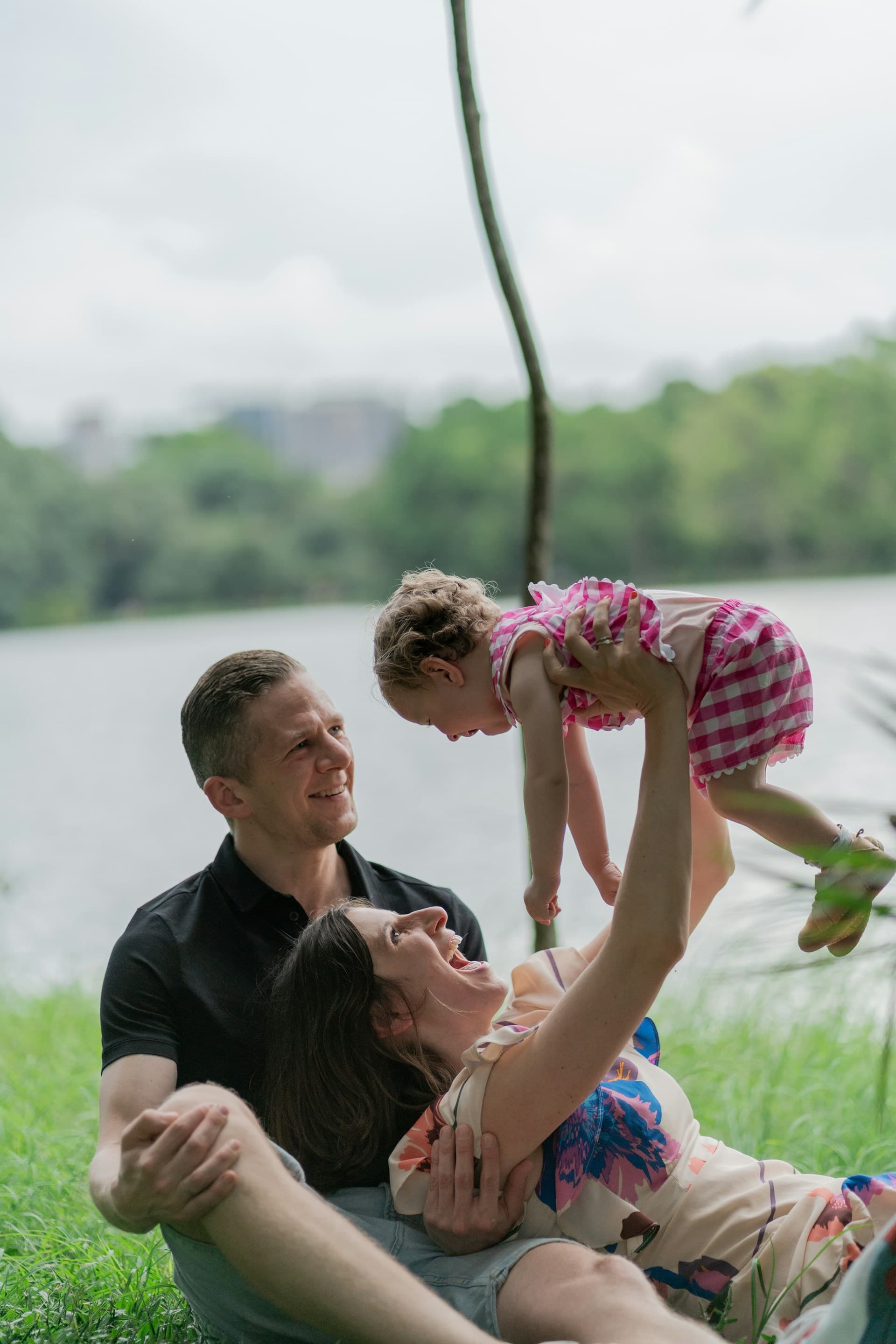Happy family smiling and having fun